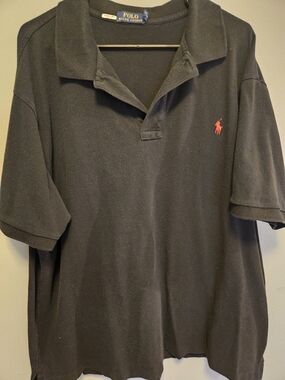 Polo Ralph Lauren Polo Shirt Mens 2XB Black Red Pony Big And Tall 100% Cotton